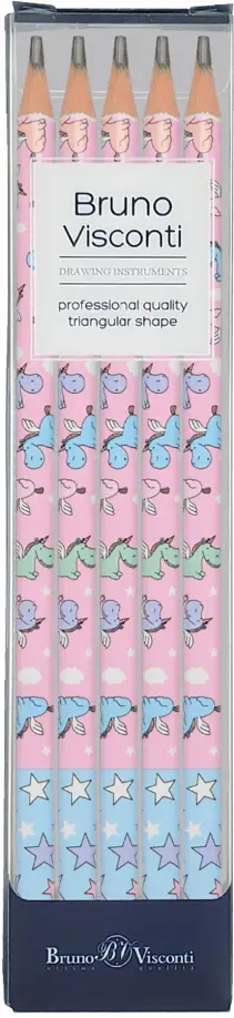 Набор карандашей чернографитовых ArtGraphix. Zefir. Единорожки в облачках, НВ, 5 штук обложка книги