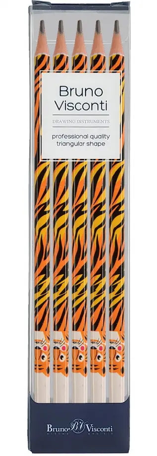 Набор карандашей чернографитовых ArtGraphix. Fun. Тигр, НВ, 5 штук обложка книги