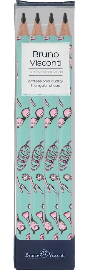 Набор чернографитовых карандашей HappyGraphix Jumbo. Life Style. Pink dream, 4B, 4 штуки обложка книги