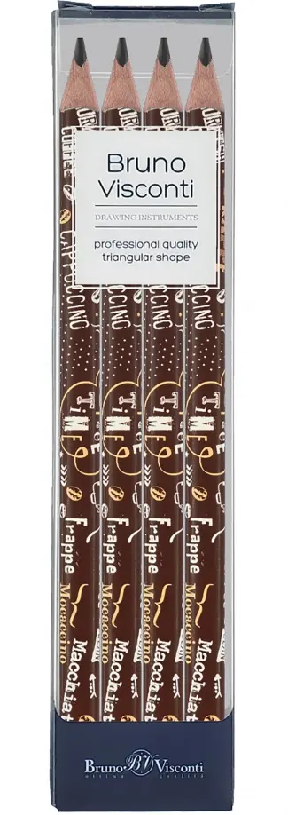 Набор чернографитовых карандашей HappyGraphix Jumbo. Coffee Time. Эспрессо, 4B, 4 штуки обложка книги