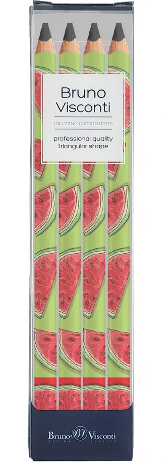 Набор чернографитовых карандашей HappyGraphix Jumbo. Fresh & Fruity. Арбуз, 4B, 4 штуки обложка книги