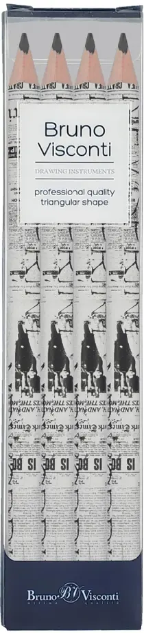 Набор чернографитовых карандашей HappyGraphix Jumbo. Газета, 4B, 4 штуки обложка книги