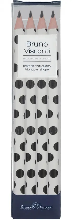 Набор чернографитовых карандашей HappyGraphix Jumbo. Black polka dots, 4B, 4 штуки обложка книги