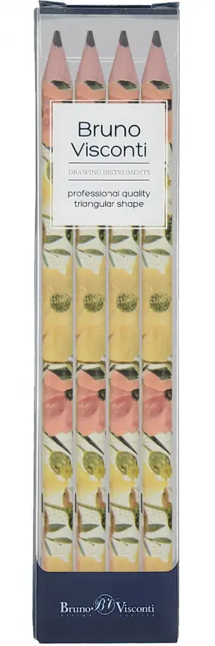 Набор чернографитовых карандашей HappyGraphix Jumbo. Цветочная романтика, 4B, 4 штуки обложка книги