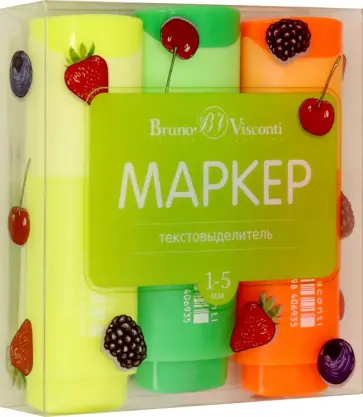 Набор текстовыделителей Fresh Marker, 3 штуки, неон желтый, зеленый, оранжевый обложка книги