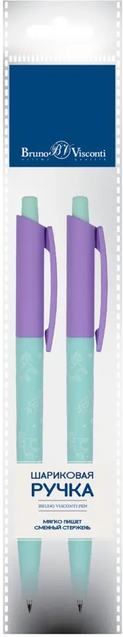 Набор из 2 шариковых ручек HappyClick Зефирные животные. Единорог и радуга, синие обложка книги