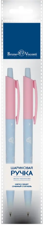 Набор из 2 шариковых ручек HappyClick Зефирные животные. Панды, синие обложка книги