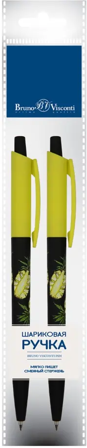 Набор из 2 шариковых ручек HappyClick Fresh & fruity. Ананас, синие обложка книги