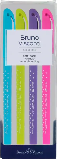 Набор из 4 ручек со стираемыми чернилами DeleteWrite. Горошек, 0.5 мм., синий обложка книги