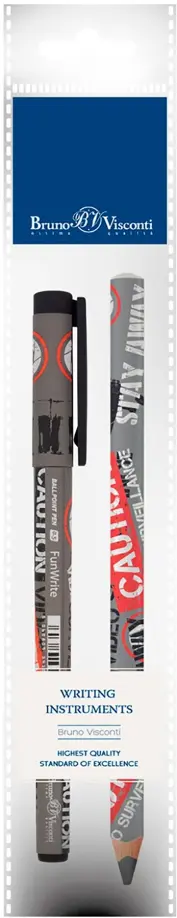 Ручка шариковая FunWrite, синяя и карандаш чернографитный HappyGraphix Jumbo. Video camera, 4B обложка книги