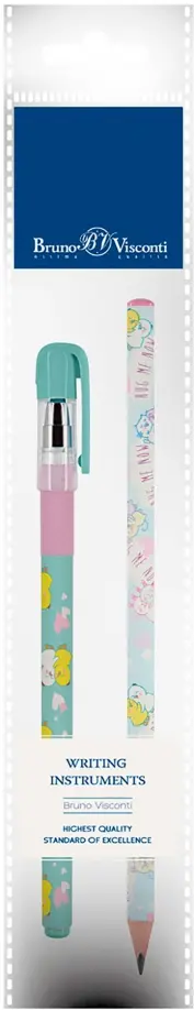 Ручка шариковая MagicWrite, синяя и карандаш чернографитный HappyGraphix. Обнимашки. Цыплята, HB обложка книги