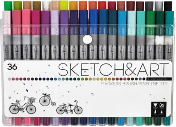 Набор скетч маркеров Sketch&Art, двусторонние, 36 цветов обложка книги