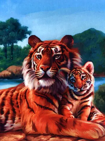 Алмазная мозаика Тигренок с мамой обложка книги