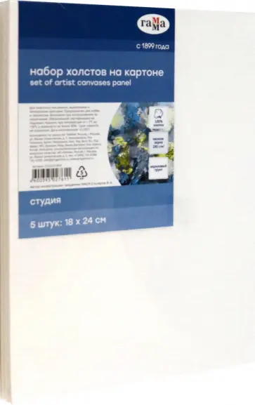 Набор холстов на картоне Студия, 18х24 см, 5 штук обложка книги
