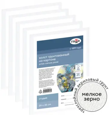 Набор холстов на картоне Студия, 25х35 см, 5 штук обложка книги