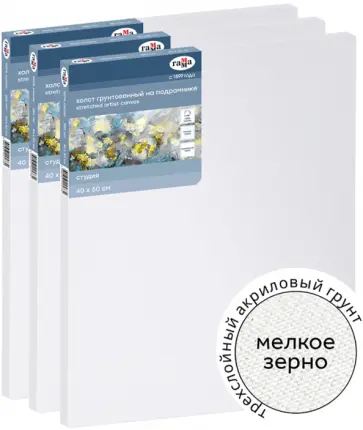 Набор холстов на подрамнике Студия, 40х50 см, 3 штуки обложка книги