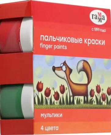 Краски пальчиковые Мультики, 4 цвета, в ассортименте обложка книги