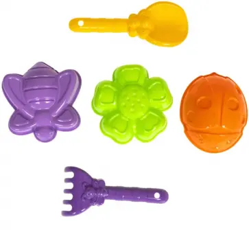 Набор для песка. 3 формочки, совок, грабли, в ассортименте обложка книги