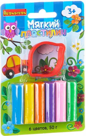Мягкий пластилин с формочкой, 6 цветов обложка книги