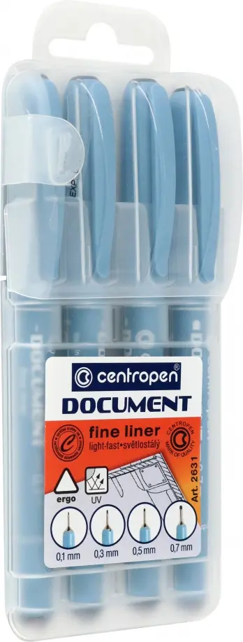 Линеры Document, 4 штуки, черные обложка книги