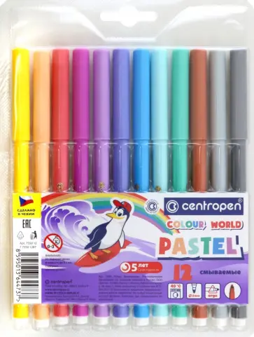 Фломастеры Colour World Pastel, 12 цветов обложка книги