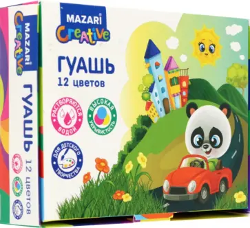 Гуашь Зверята, 12 цветов, в ассортименте обложка книги