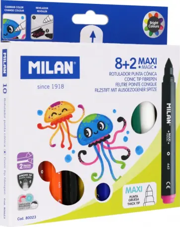 Фломастеры Maxi Magic, 8 цветов + 2 меняющих цвет Фломастеры Maxi Magic, 8 цветов + 2 меняющих цвет обложка книги