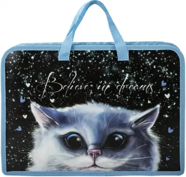 Папка на молнии White cat, А4, с ручками обложка книги