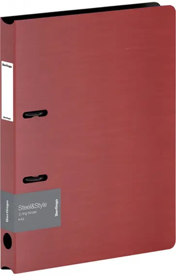 Папка на 2 кольцах Steel&Style, красная обложка книги