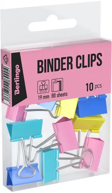 Зажимы для бумаг, 19 мм, 10 штук, пастельные цвета Зажимы для бумаг, 19 мм, 10 штук, пастельные цвета обложка книги