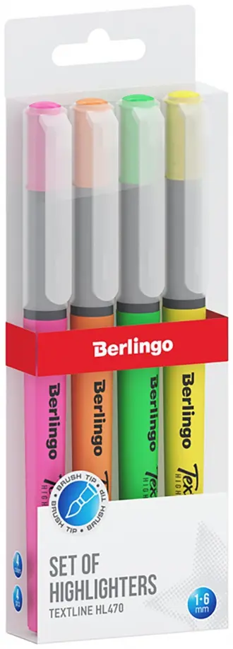 Набор текстовыделителей-кистей Textline HL470, 4 цвета обложка книги