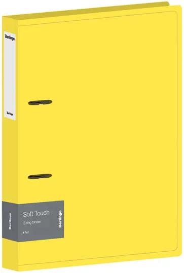 Папка на 2 кольцахSoft Touch, желтая обложка книги
