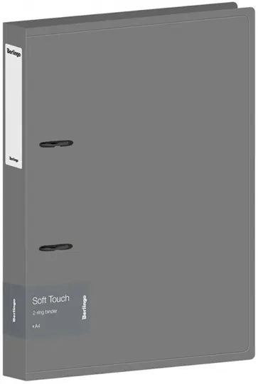 Папка на 2 кольцах Soft Touch, серая обложка книги