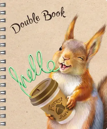 Тетрадь двойная Лесной офис, 100 листов, клетка, линия обложка книги