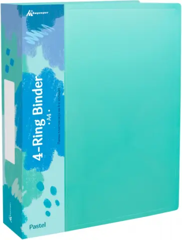 Папка панорама на 4-х кольцах Pastel, А4, мятная обложка книги