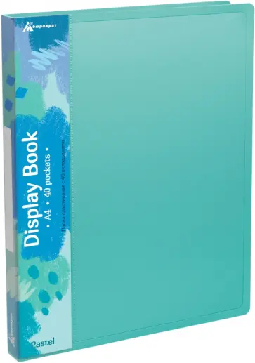 Папка с 40 вкладышами Pastel, A4, мятная обложка книги