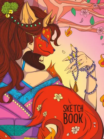 Скетчбук Аниме. В маске лисы, 80 листов, А5 обложка книги