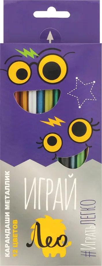 Карандаши цветные Играй, 12 цветов металлик обложка книги