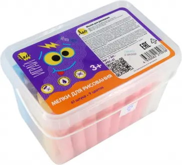 Мелки для рисования Играй, 61 штука, 9 цветов Мелки для рисования Играй, 61 штука, 9 цветов обложка книги