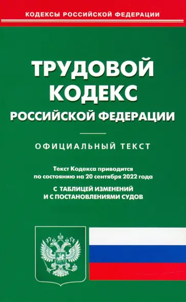 Трудовой кодекс Российской Федерации по состоянию на 20 сентября 2022 года Трудовой кодекс Российской Федерации по состоянию на 20 сентября 2022 года обложка книги