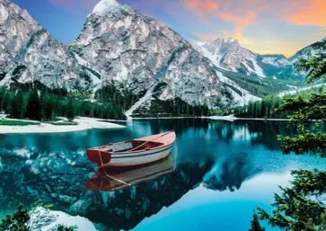 Алмазная мозаика с полным заполнением Лодка в горах обложка книги