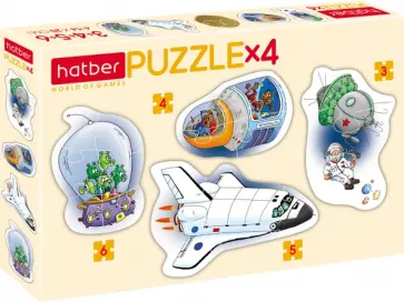 Puzzle-3, 4, 5, 6 фигурные 4 в 1 Космические истории обложка книги