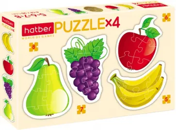 Puzzle-5, 6, 7, 8 фигурные 4 в 1 Яркие фрукты обложка книги