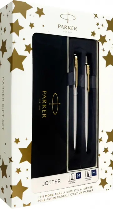 Набор Stainless Steel GT. Перьевая и шариковая автоматическая ручки, синяя обложка книги