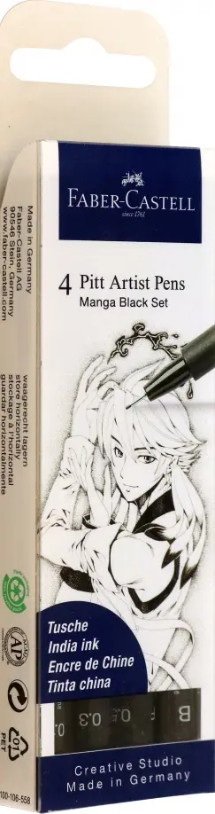 Ручки капиллярные Manga Black, черные, 4 штуки обложка книги