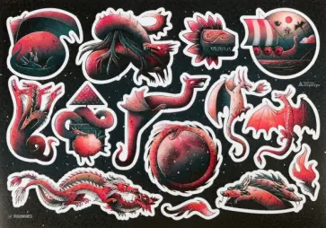 Наклейки Драконы темные обложка книги