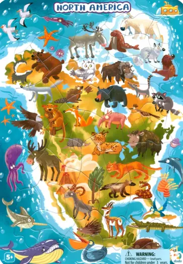 Пазл Северная Америка, в рамке. 53 элемента обложка книги