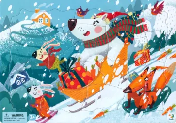 Пазл-21 Новогодние приключения, в рамке обложка книги