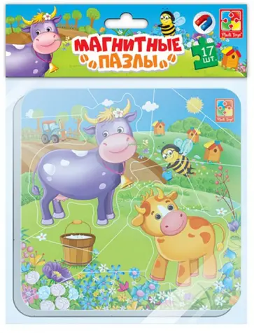 Магнитные пазлы Корова и теленок обложка книги
