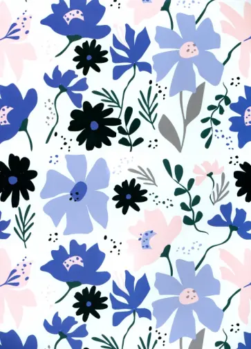 Бумага упаковочная Синие цветы обложка книги